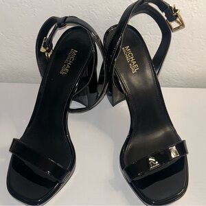 Black Michael Kors black patent strap heels